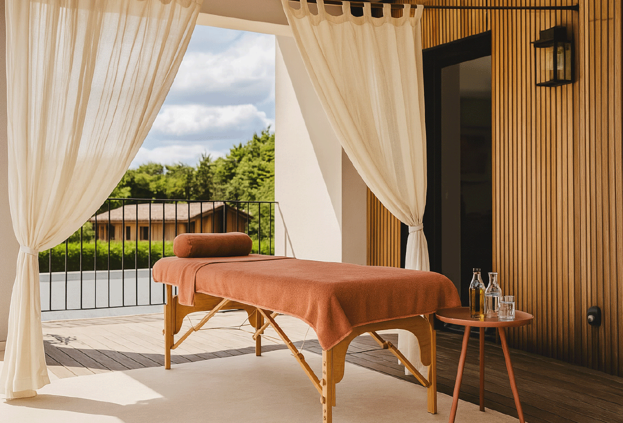 Terrasse extérieure de l’espace bien-être